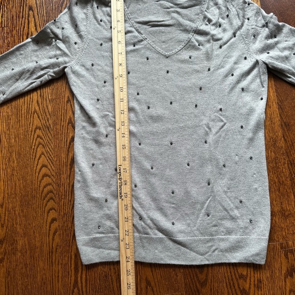 Ann Taylor Gray V-Neck Sweater with gemstone - Picture 11 of 11